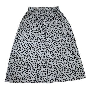 Wednesday's Girl Women’s Blue Dalmatian Print Button Front Midi Skirt Size Large